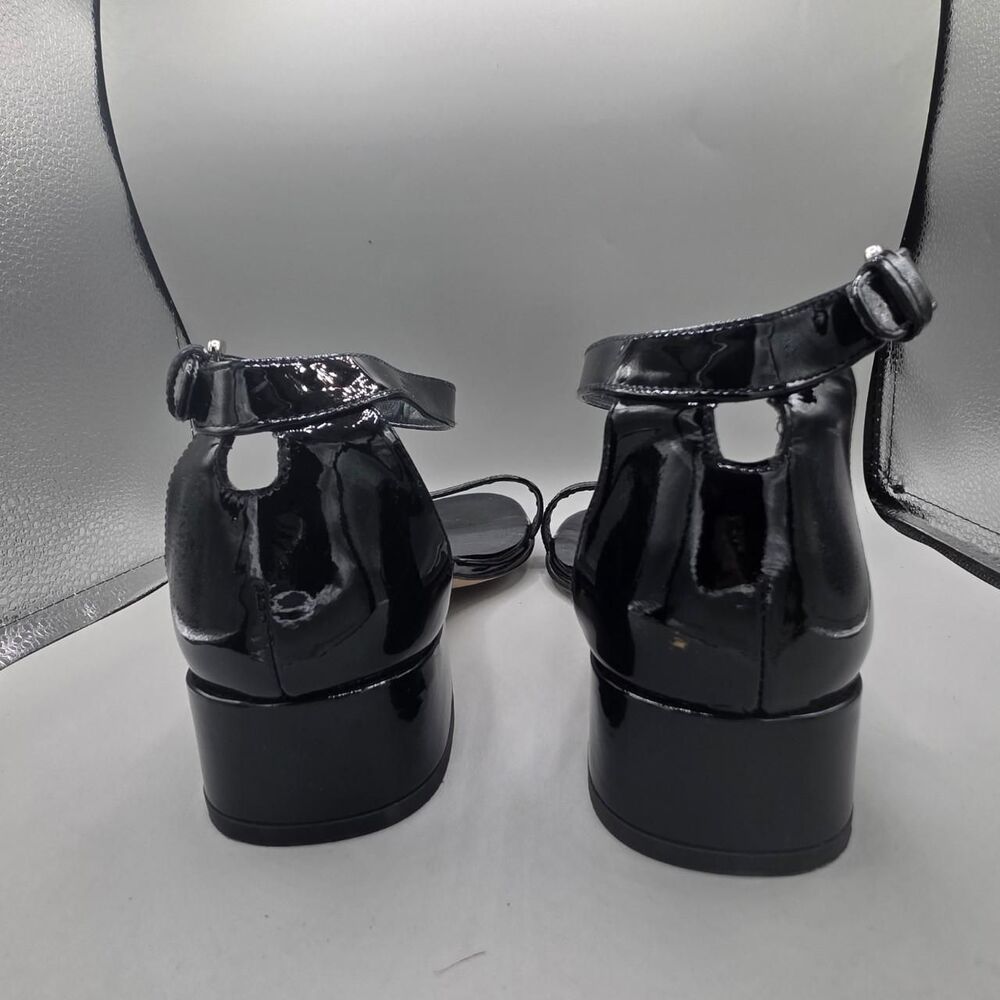 Stuart Weitzman Nudistjune Black Patent Leather Low Block Heel Sandals Size 9.5 - Picture 7 of 9